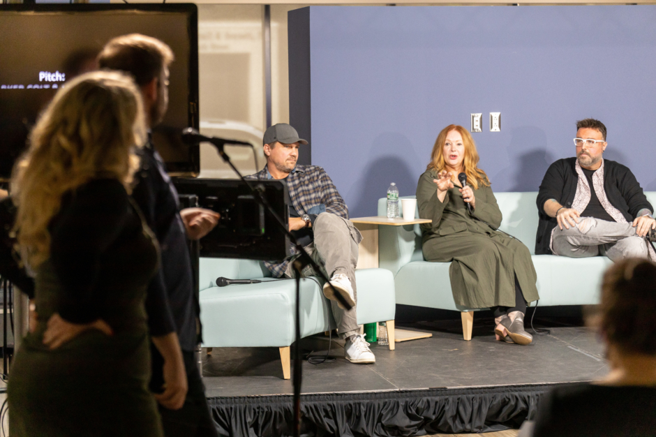 Greater Erie Film Office and Eerie Horror Fest How to Pitch panel Marc Blucas, Jackie George, and Aaron Koontz.